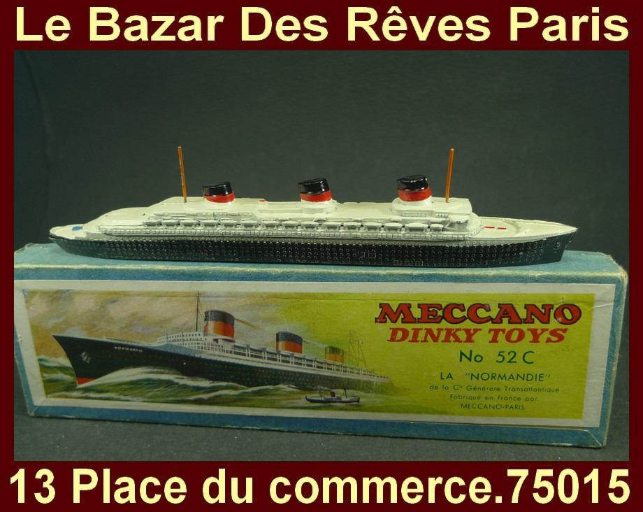 DINKY TOYS FRANCE. Transatlantique paquebot NORMANDIE + Boite. REF 52 C